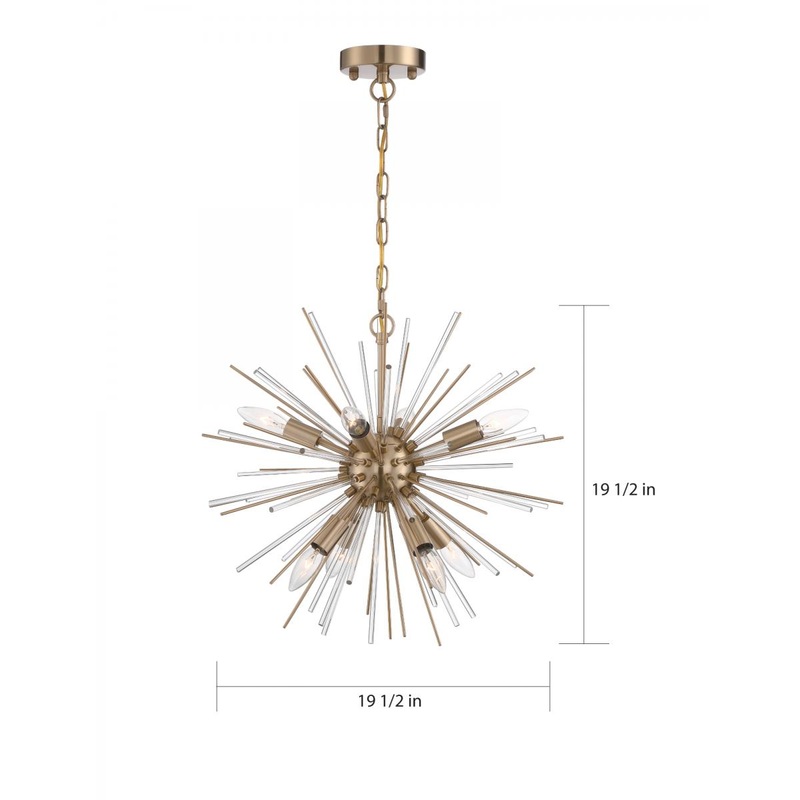 Cirrus - 8 Light Chandelier - with Glass Rods - Vintage Brass Finish