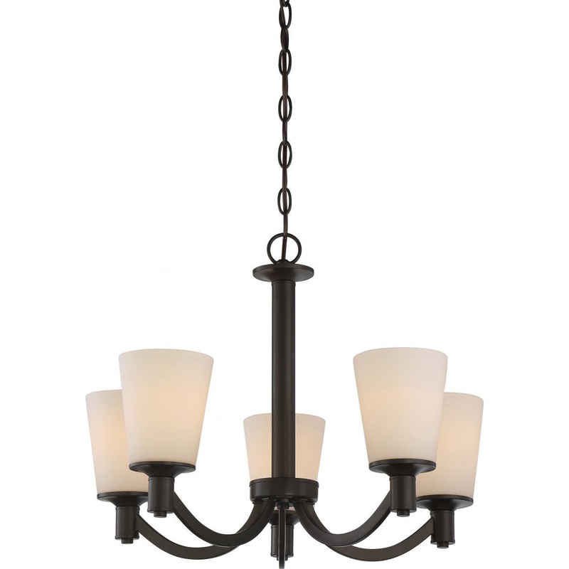 Laguna - 5 Light Hanging with White Glass - Aged Bronze Finish