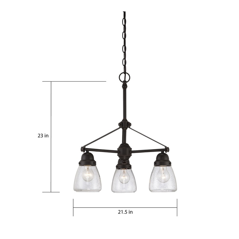 Laurel - 3 Light Chandelier with Clear Seeded Glass - Sudbury Bronze Finish