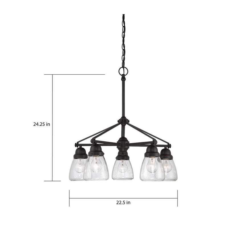 Laurel - 5 Light Chandelier with Clear Seeded Glass - Sudbury Bronze Finish