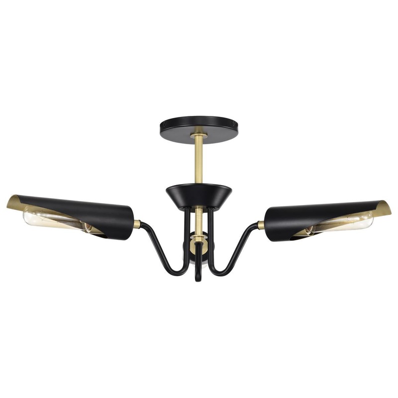 Marc 3 Light Dinette; Matte Black Finish; Gold Accents