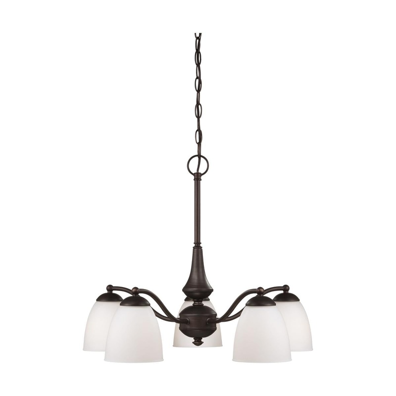 Patton - 5 Light Chandelier (Arms Down) with Frosted Glass - Prairie Bronze Finish