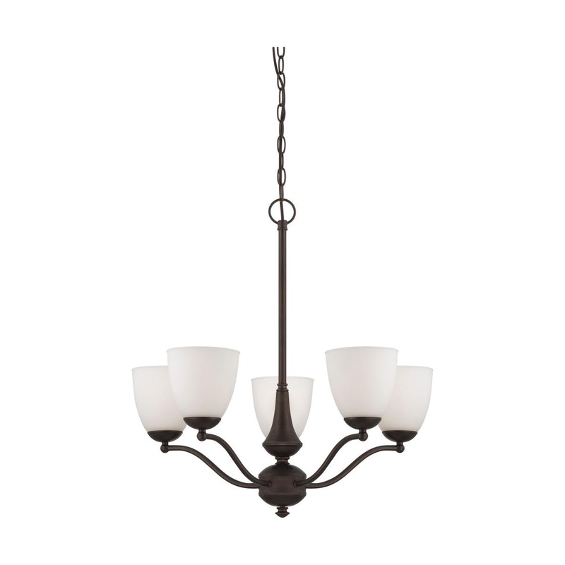 Patton - 5 Light Chandelier (Arms Up) with Frosted Glass - Prairie Bronze Finish