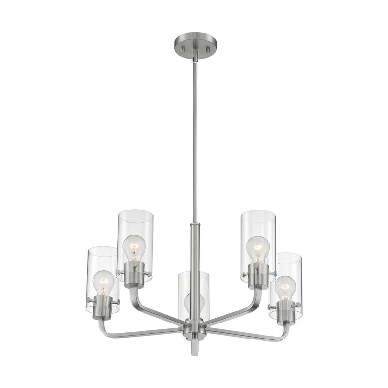 Sommerset - 5 Light Chandelier with Clear Glass - Brushed Nickel Finish