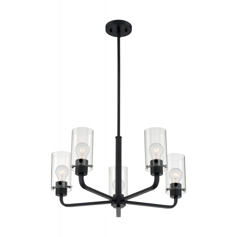 Sommerset - 5 Light Chandelier with Clear Glass - Matte Black Finish