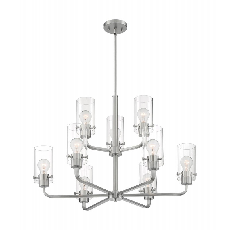 Sommerset - 9 Light Chandelier with Clear Glass - Brushed Nickel Finish
