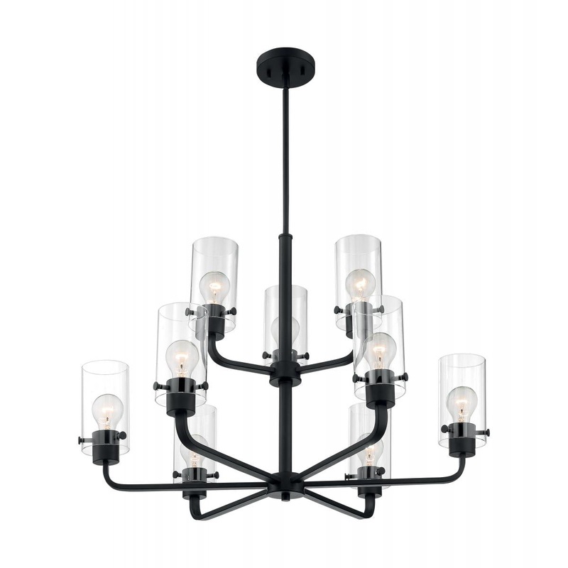 Sommerset - 9 Light Chandelier with Clear Glass - Matte Black Finish