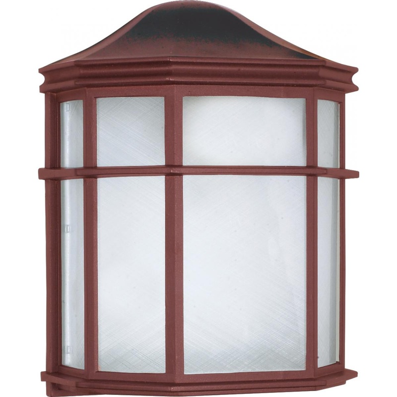 1 Light - 10" Cage Lantern with Linen Acrylic Lens - Old Bronze Finish