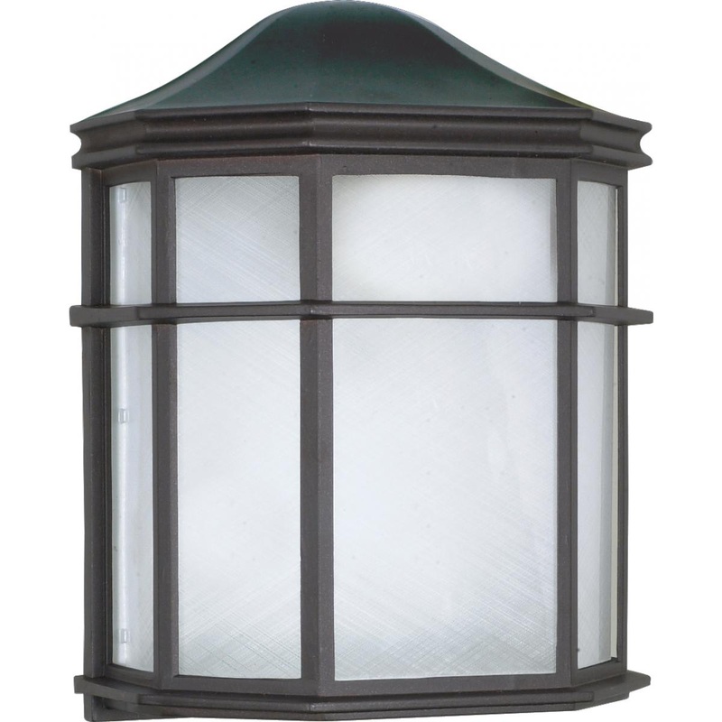 1 Light - 10" Cage Lantern with Linen Acrylic Lens - Textured Black Finish