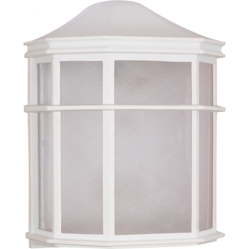 1 Light - 10" Cage Lantern with Linen Acrylic Lens - White Finish