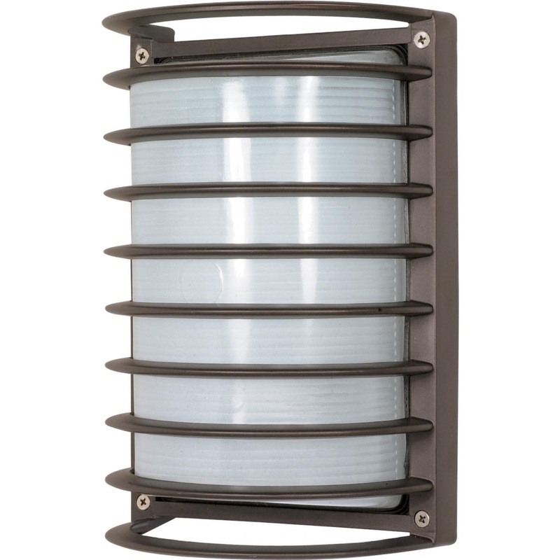 1 Light - 10'' Rectangle Cage Bulkhead - Architectural Bronze Finish