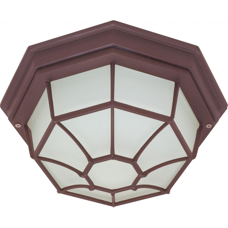 1 Light - 12" Flush Spider Cage with Glass Lens - Old Bronze Finish