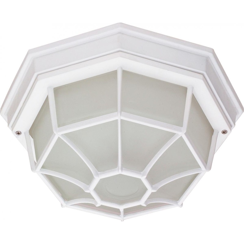 1 Light - 12" Flush Spider Cage with Glass Lens - White Finish