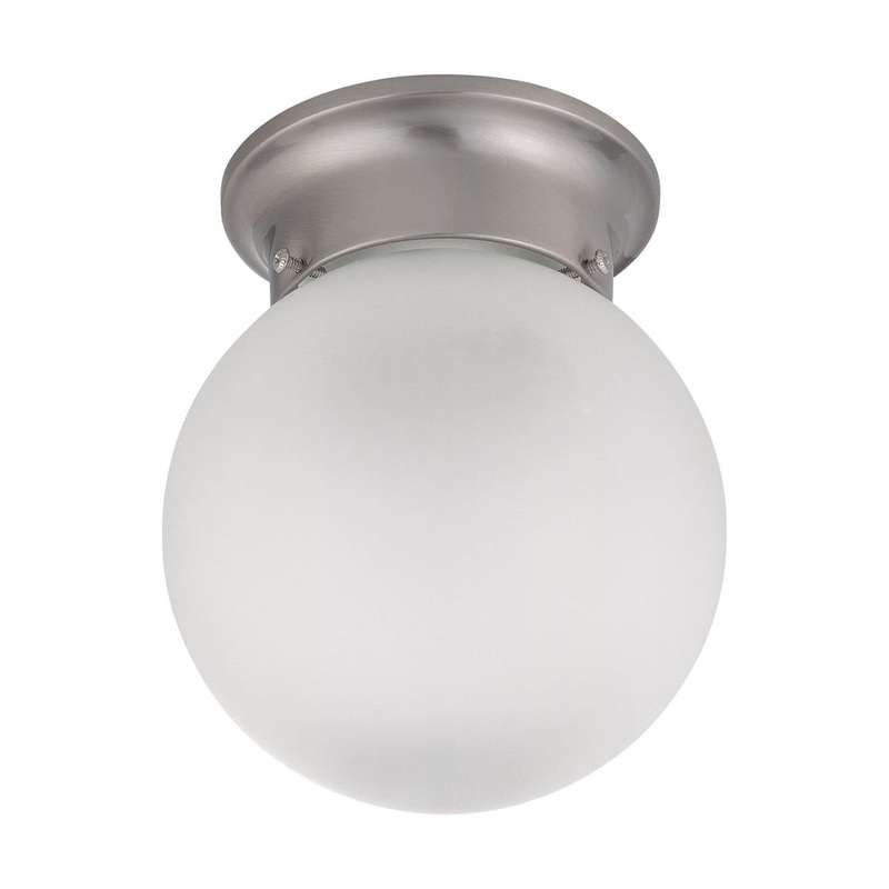 1 Light - 6" Flush with Frosted White Glass - Brushed Nickel Finish