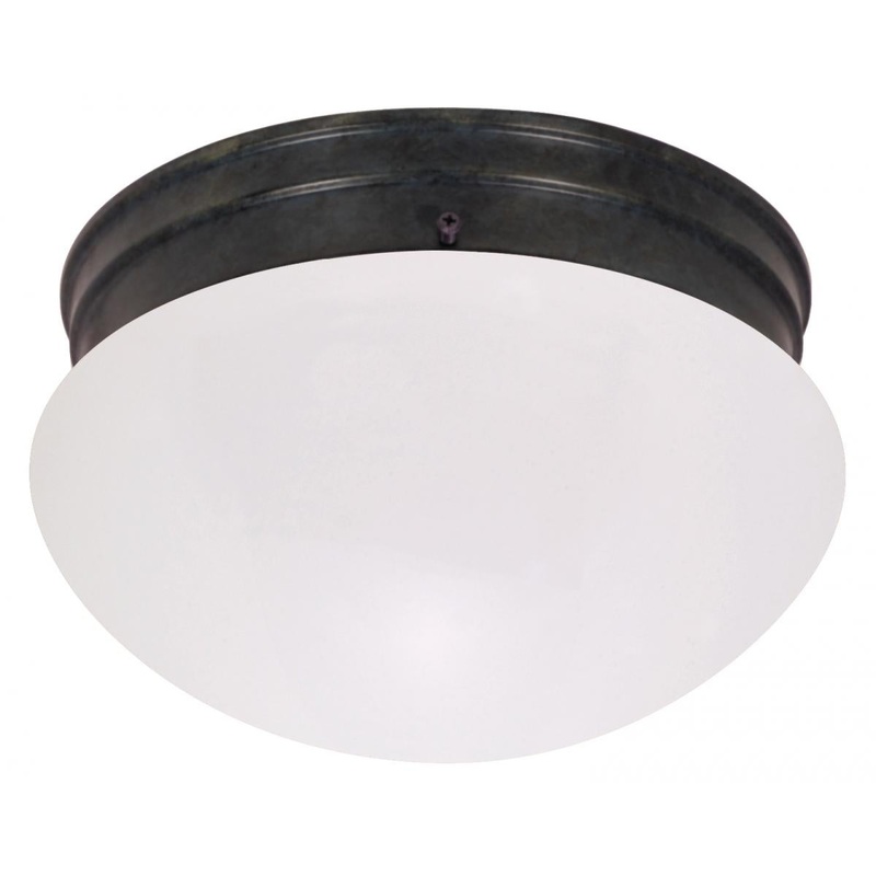 2 Light - 10" Flush with Frosted Glass - Mahogany Bronze Finish