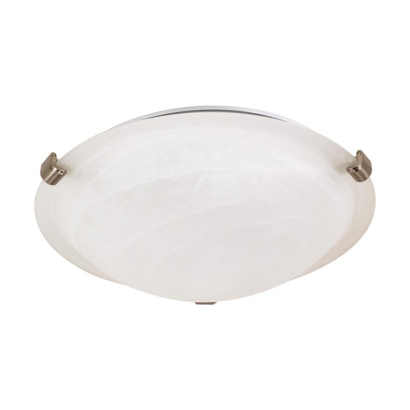 2 Light - 16" Flush with Alabaster Glass - Brushed Nickel Finish