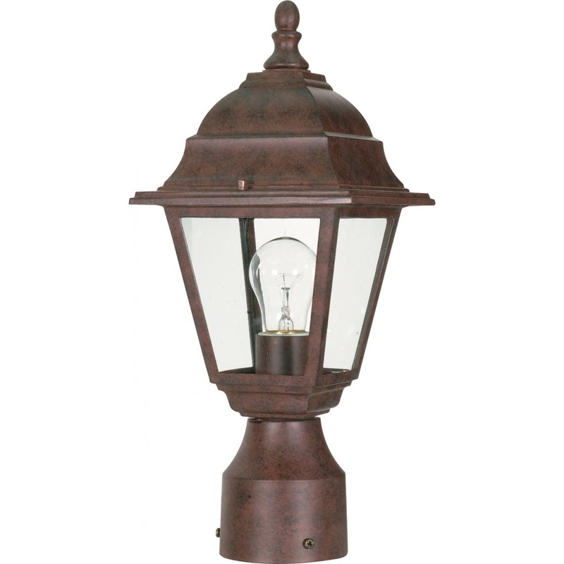 Briton - 1 Light 14" Post Lantern with Clear Seeded Glass - Old Bronze Finish