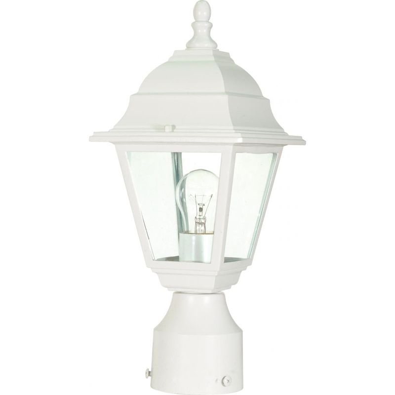 Briton - 1 Light 14" Post Lantern with Clear Seeded Glass - White Finish