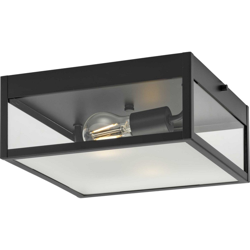 Parrish Two Light Outdoor Flush Mount in Matte Black