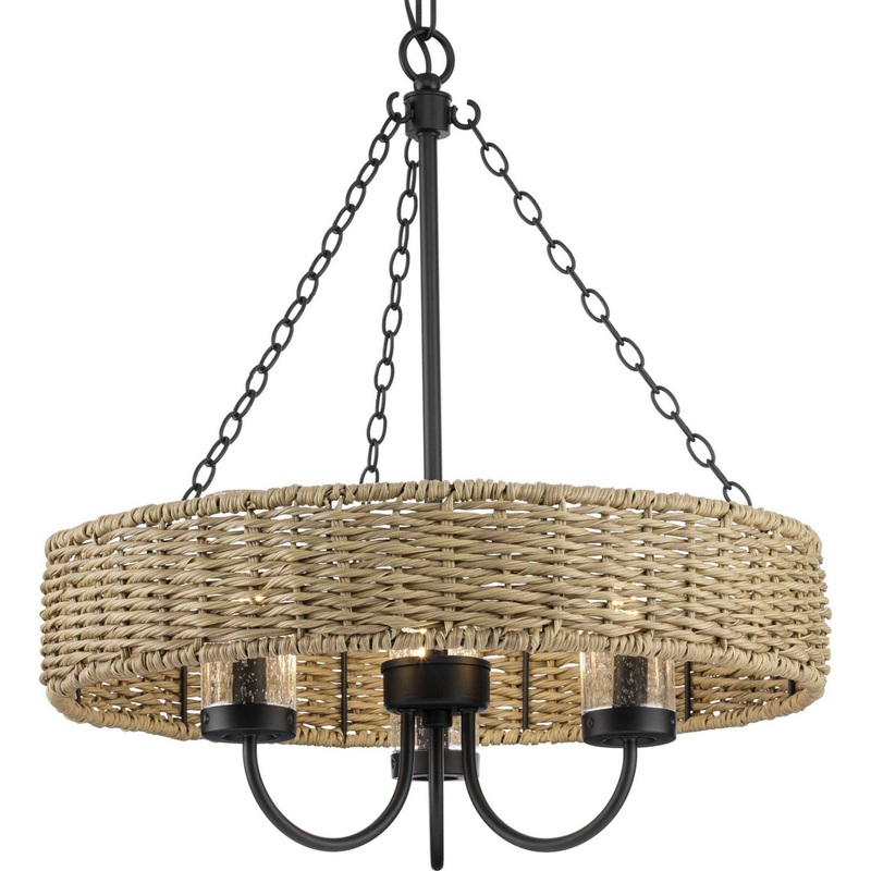Pembroke Three Light Outdoor Chandelier in Matte Black