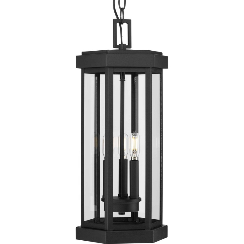 Ramsey Three Light Outdoor Hanging Lantern in Black