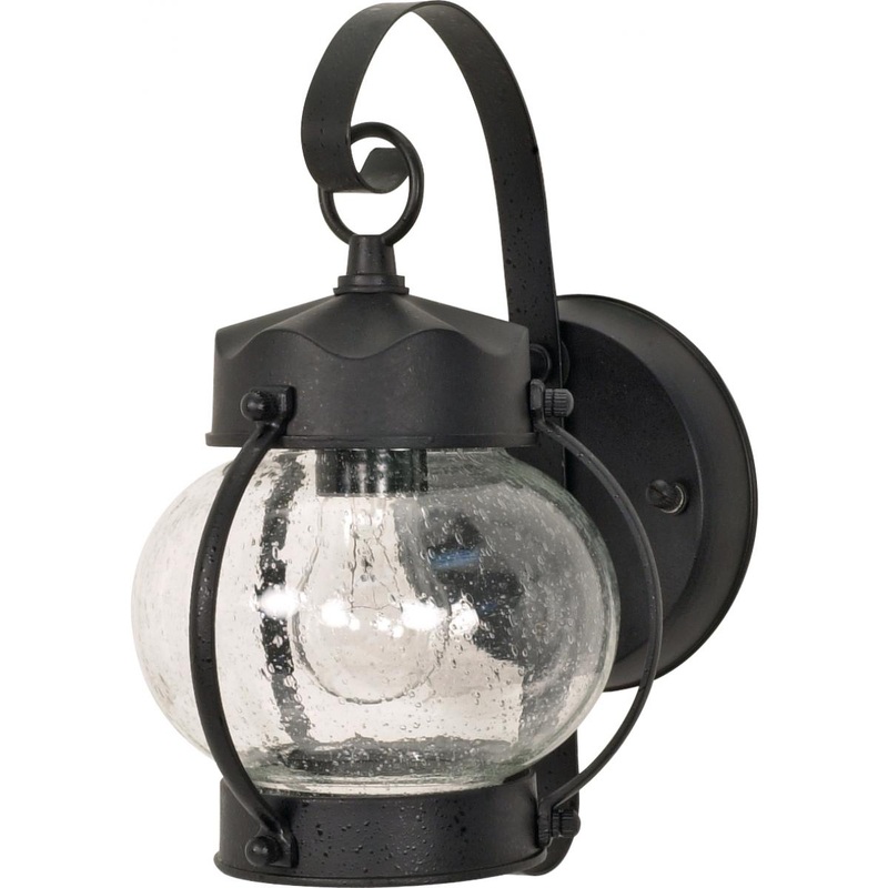 1 Light 11" - Onion Lantern with Clear Seeded Glass - Textured Black Finish