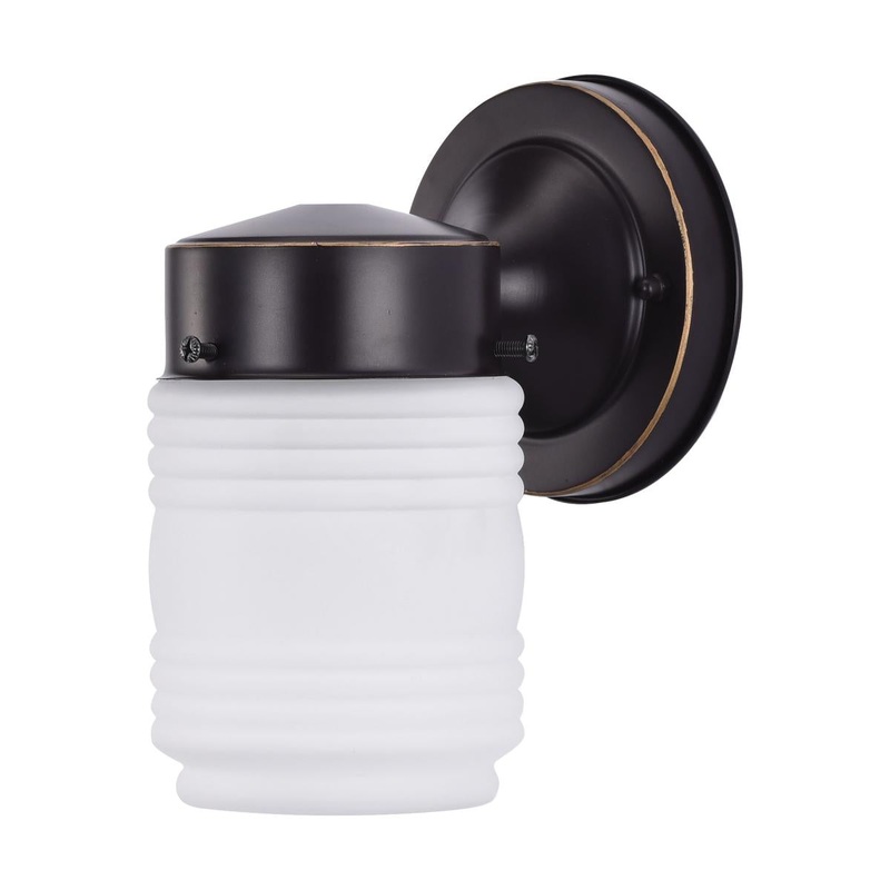 1 Light; 6 Inch; Porch; Wall; Mason Jar with Frosted Glass; Mahogany Bronze Finish; Color retail packaging
