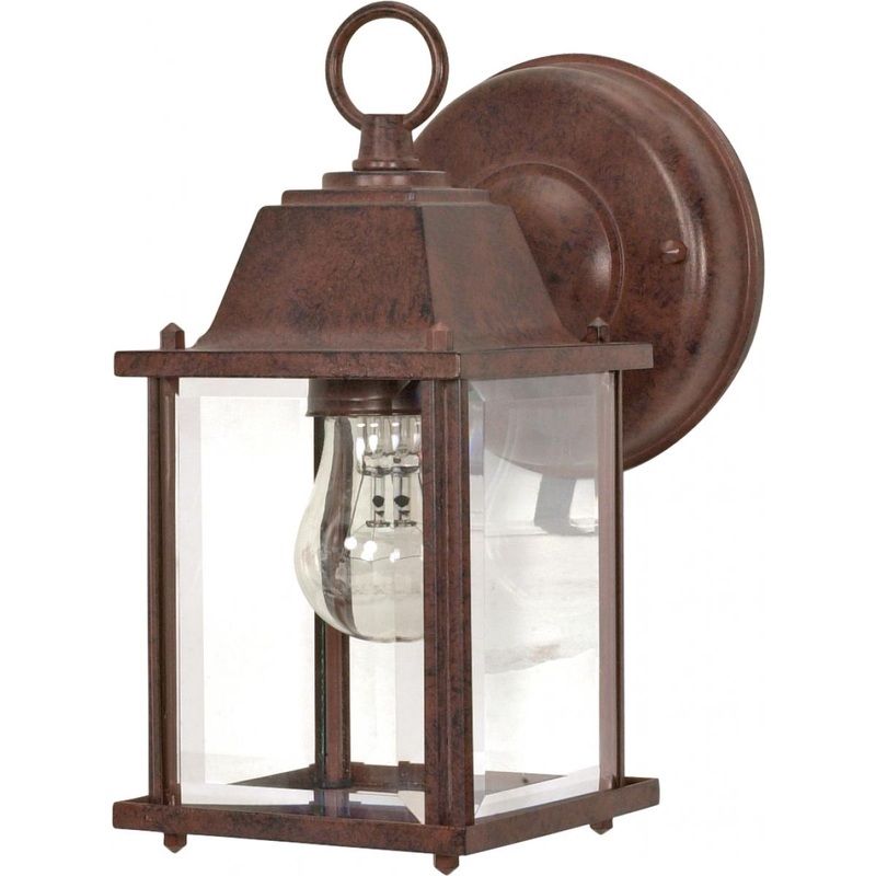1 Light 9" - Cube Lantern with Clear Beveled Glass - Old Bronze Finish