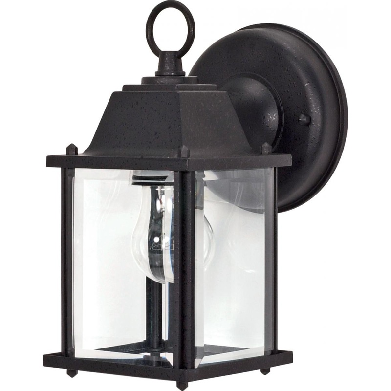 1 Light 9" - Cube Lantern with Clear Beveled Glass - Textured Black Finish