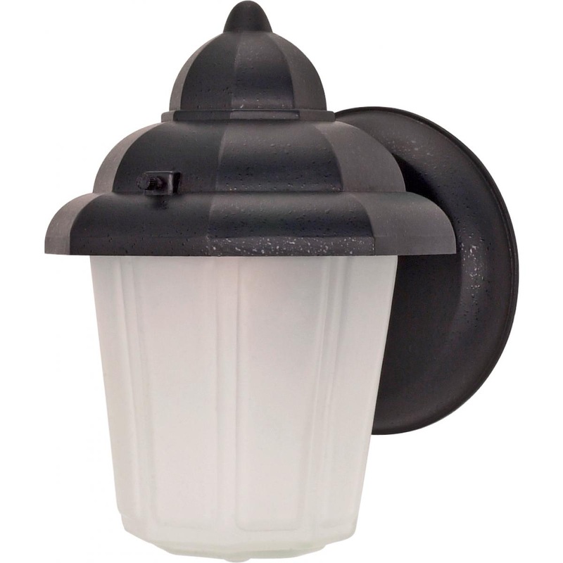 1 Light 9" - Hood Lantern with Satin Frosted Glass - Textured Black Finish