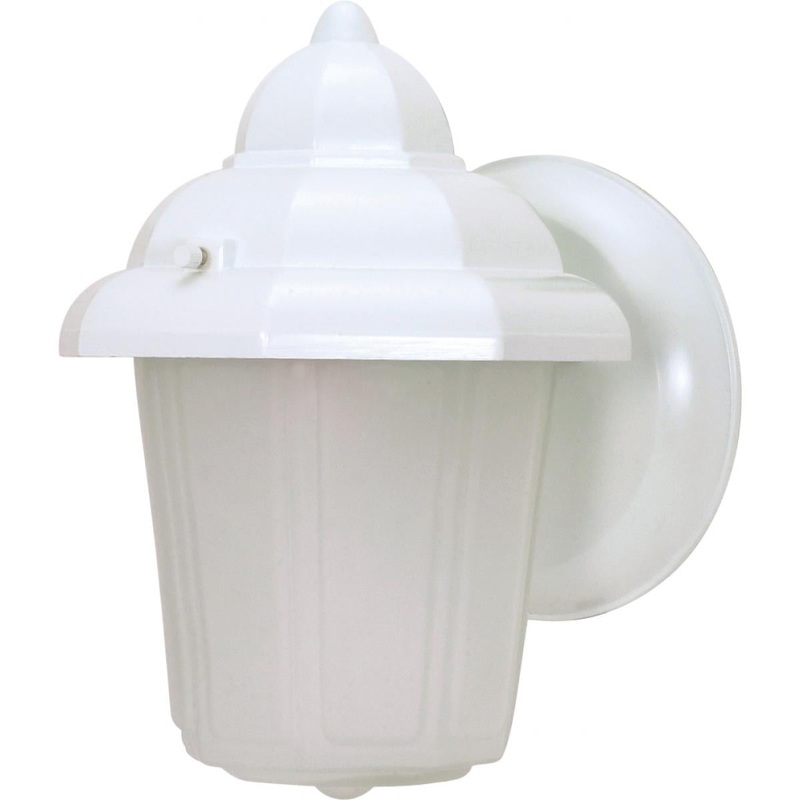 1 Light 9" - Hood Lantern with Satin Frosted Glass - White Finish