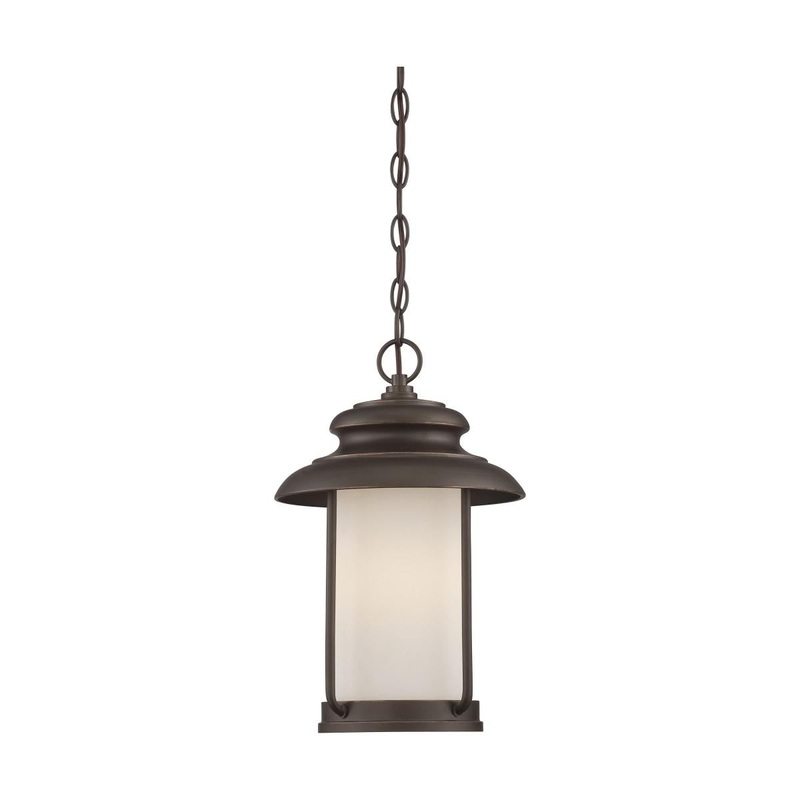 Bethany - LED Hanging Lantern with Satin White Glass - Mahogany Bronze Finish