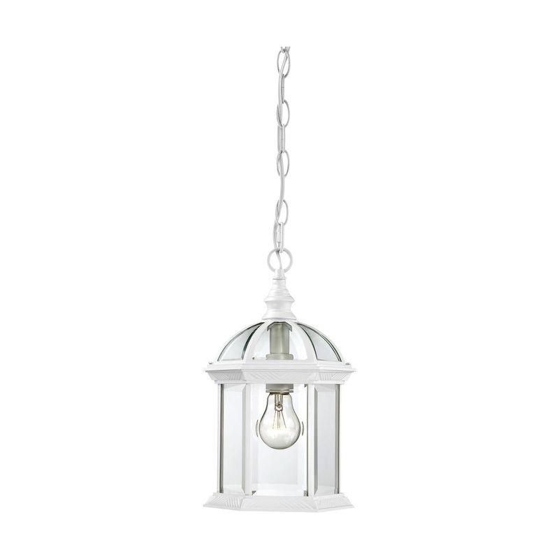 Boxwood - 1 Light 14" Hanging Lantern with Clear Beveled Glass - White Finish