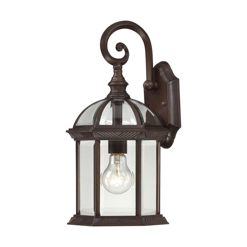 Boxwood - 1 Light 15" Wall Lantern with Clear Beveled Glass - Rustic Bronze Finish