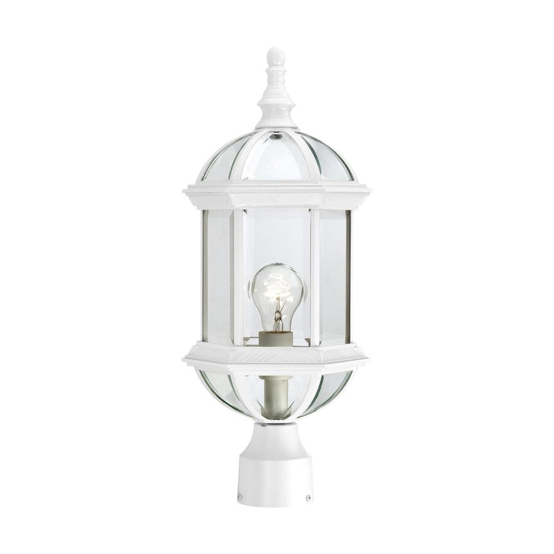 Boxwood - 1 Light 19" Post Lantern with Clear Beveled Glass - White Finish