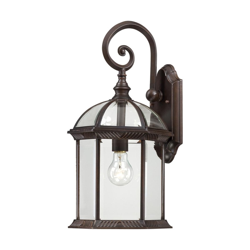 Boxwood - 1 Light 19" Wall Lantern with Clear Beveled Glass - Rustic Bronze Finish