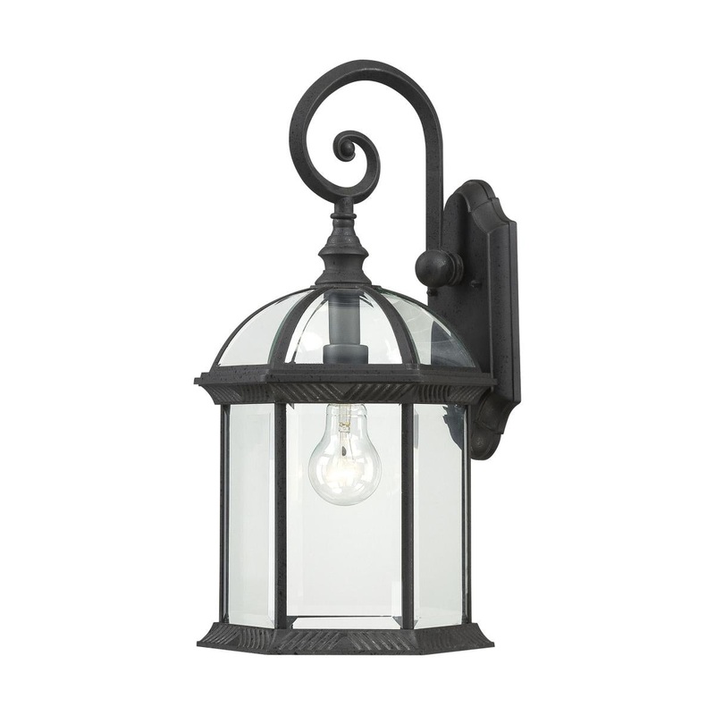 Boxwood - 1 Light 19" Wall Lantern with Clear Beveled Glass - Textured Black Finish