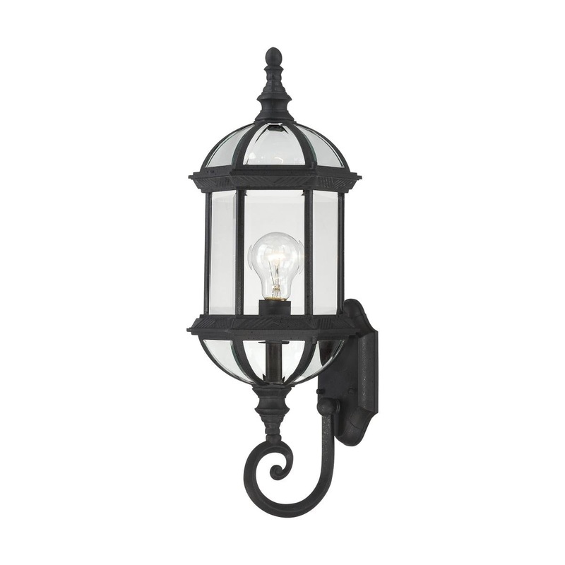 Boxwood - 1 Light 22" Wall Lantern with Clear Beveled Glass - Textured Black Finish