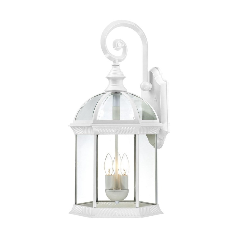 Boxwood - 3 Light 26" Wall Lantern with Clear Beveled Glass - White Finish