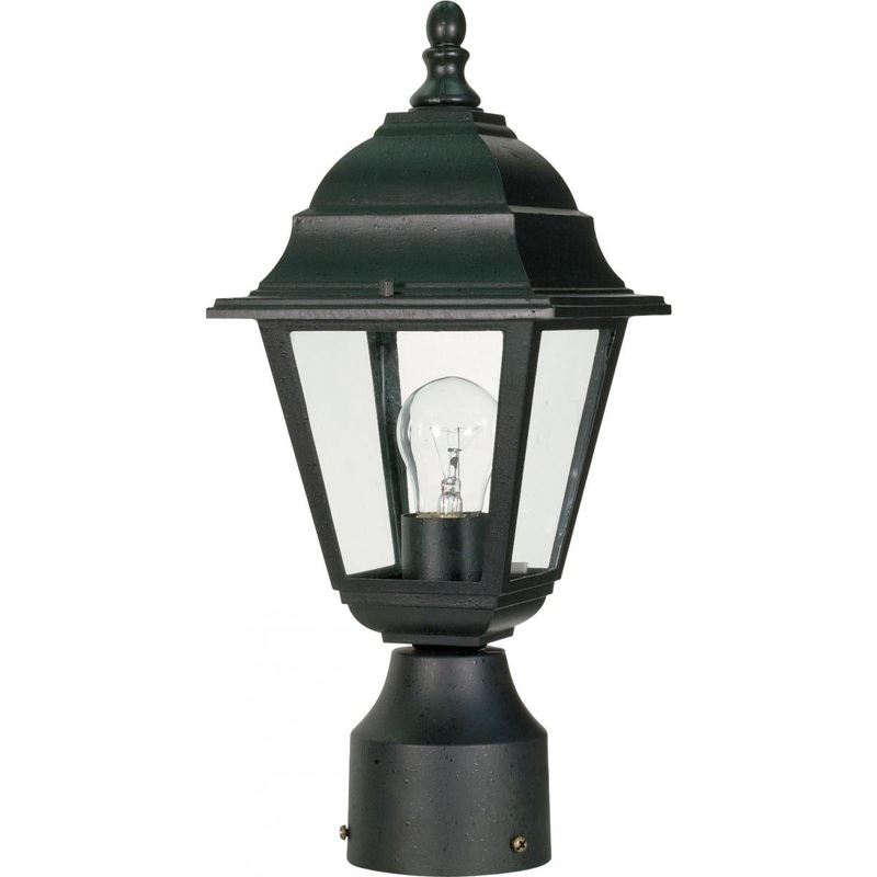 Briton - 1 Light 14'' Post Lantern with Clear Glass - Textured Black Finish