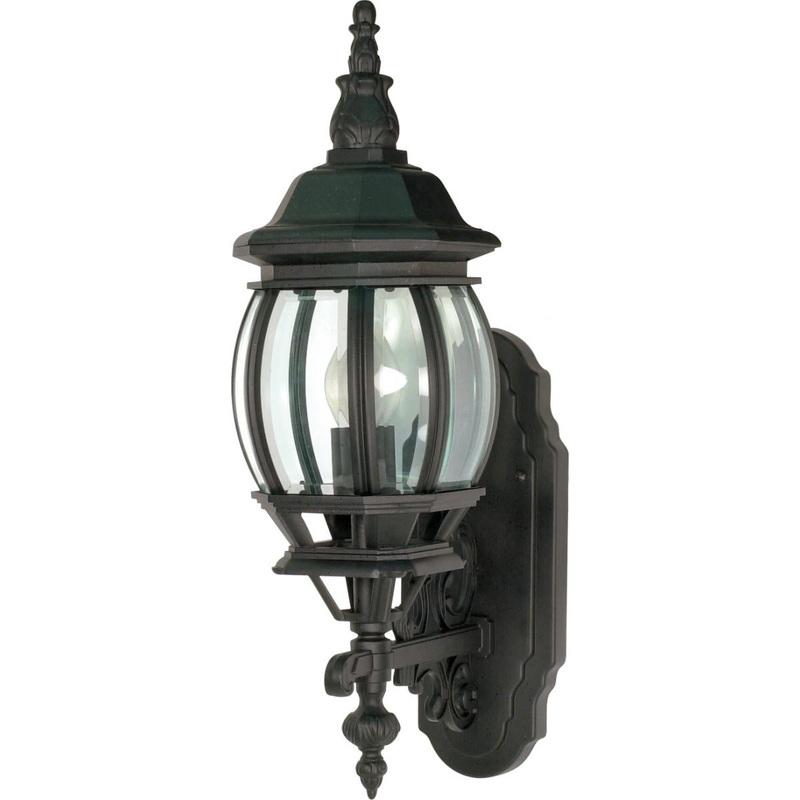 Central Park - 1 Light 20" Wall Lantern with Clear Beveled Glass - Textured Black Finish