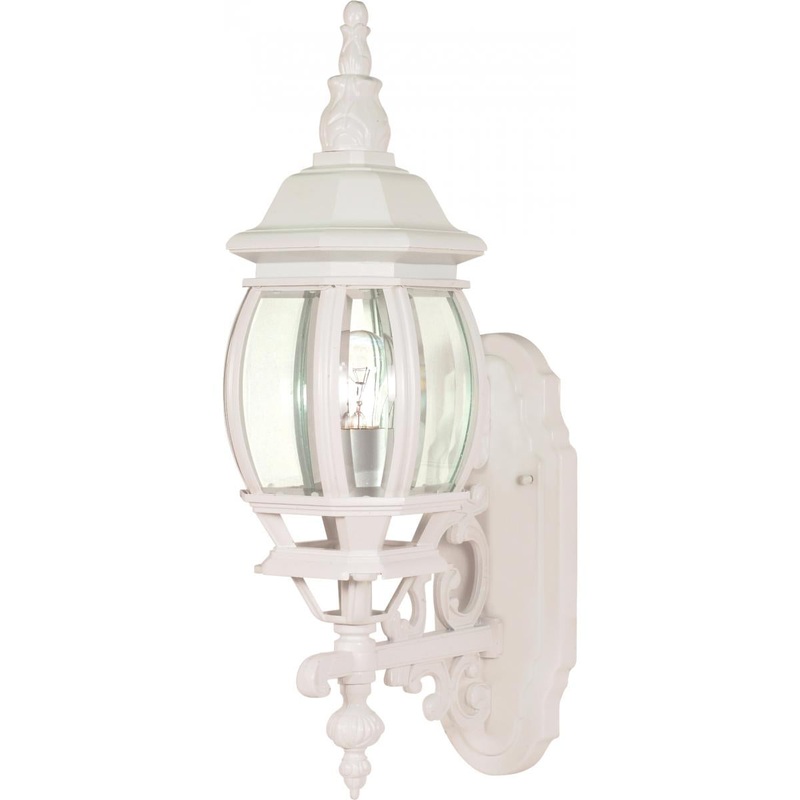 Central Park - 1 Light 20" Wall Lantern with Clear Beveled Glass - White Finish