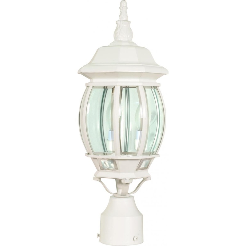 Central Park - 3 Light 21" Post Lantern with Clear Beveled Glass - White Finish