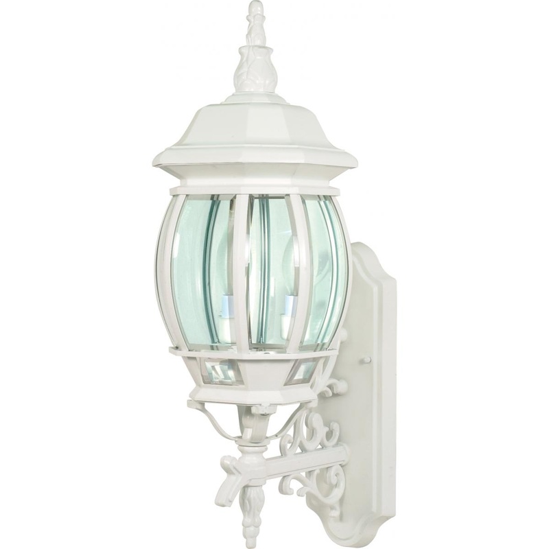 Central Park - 3 Light 22" Wall Lantern with Clear Beveled Glass - White Finish