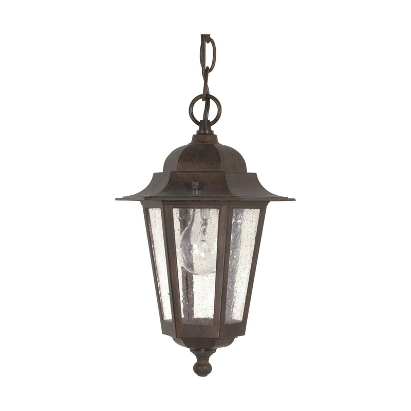 Cornerstone - 1 Light 13" Hanging Lantern with Clear Seeded Glass - Old Bronze Finish