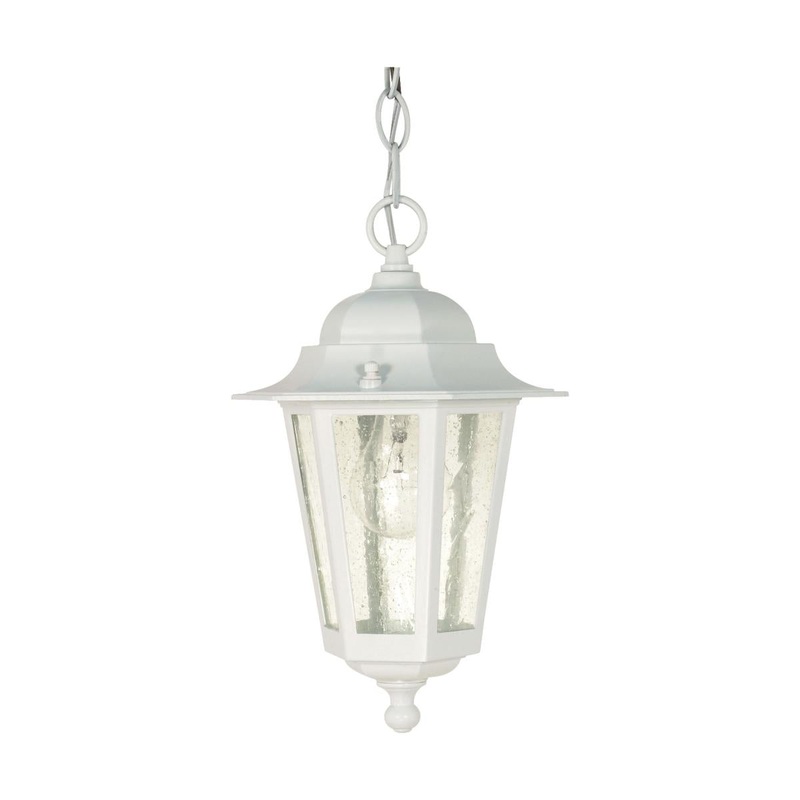 Cornerstone - 1 Light 13" Hanging Lantern with Clear Seeded Glass - White Finish