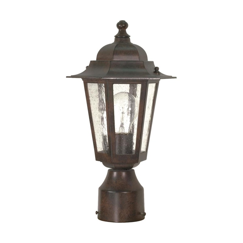 Cornerstone - 1 Light 14" Post Lantern with Clear Seeded Glass - Old Bronze Finish