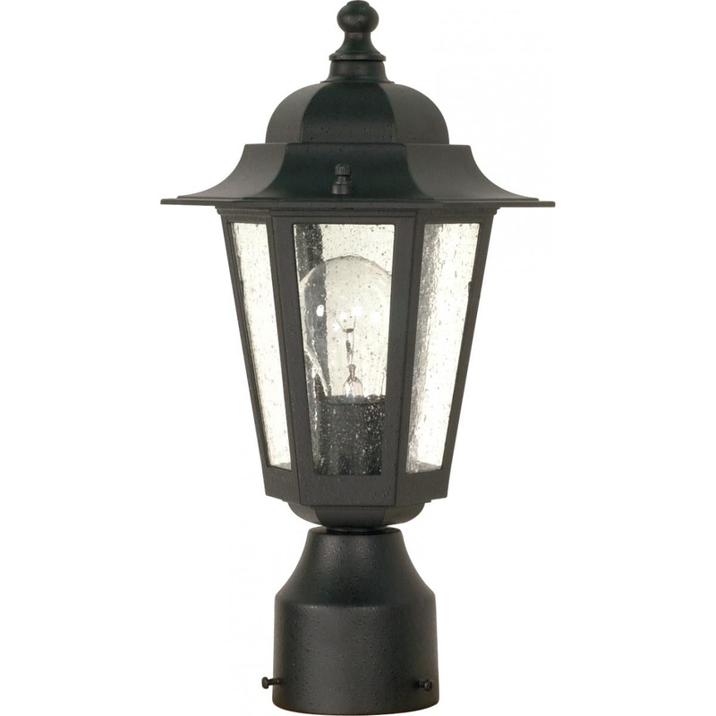 Cornerstone - 1 Light 14" Post Lantern with Clear Seeded Glass - Textured Black Finish