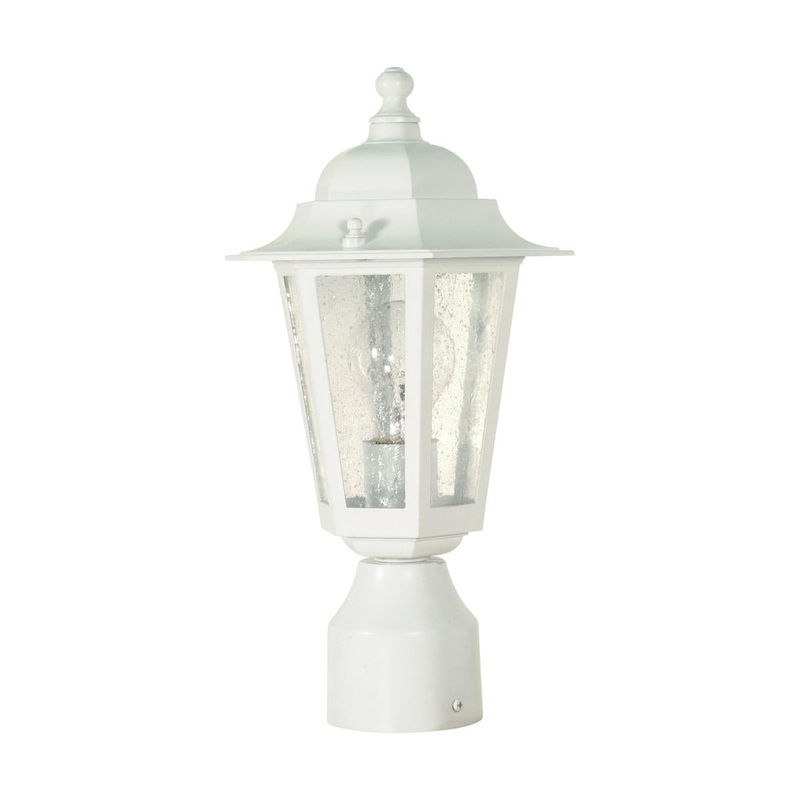 Cornerstone - 1 Light 14" Post Lantern with Clear Seeded Glass - White Finish