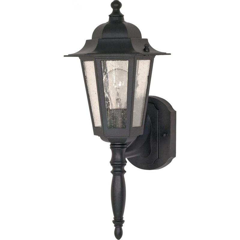 Cornerstone - 1 Light 18" Wall Lantern with Clear Seeded Glass - Textured Black Finish